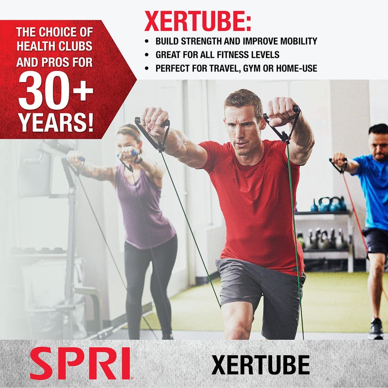 اس بي ار اي أربطة مقاومة SPRI Xertube بمقابض - تُباع جميع أسلاك التمارين بشكل منفصل مع خيار مرفق مرساة الباب للتمارين الرياضية المنزلية واللياقة البدنية - Image 3